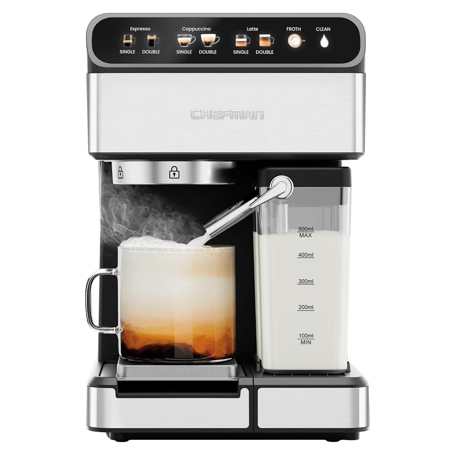 Cafetera Espresso Chefman RJ54-I-SV-AM con Espumador 1.8L