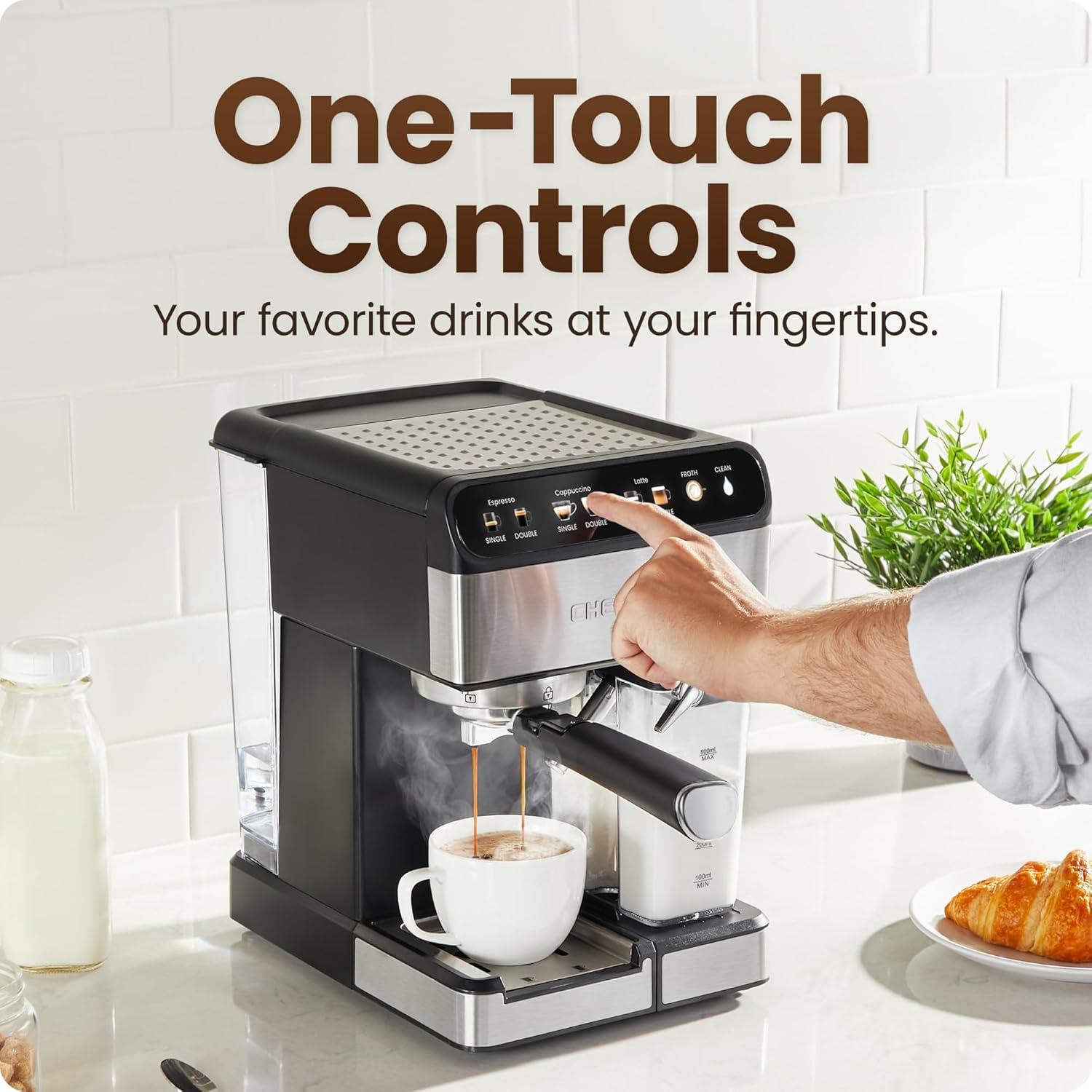 Cafetera Espresso Chefman RJ54-I-SV-AM con Espumador 1.8L