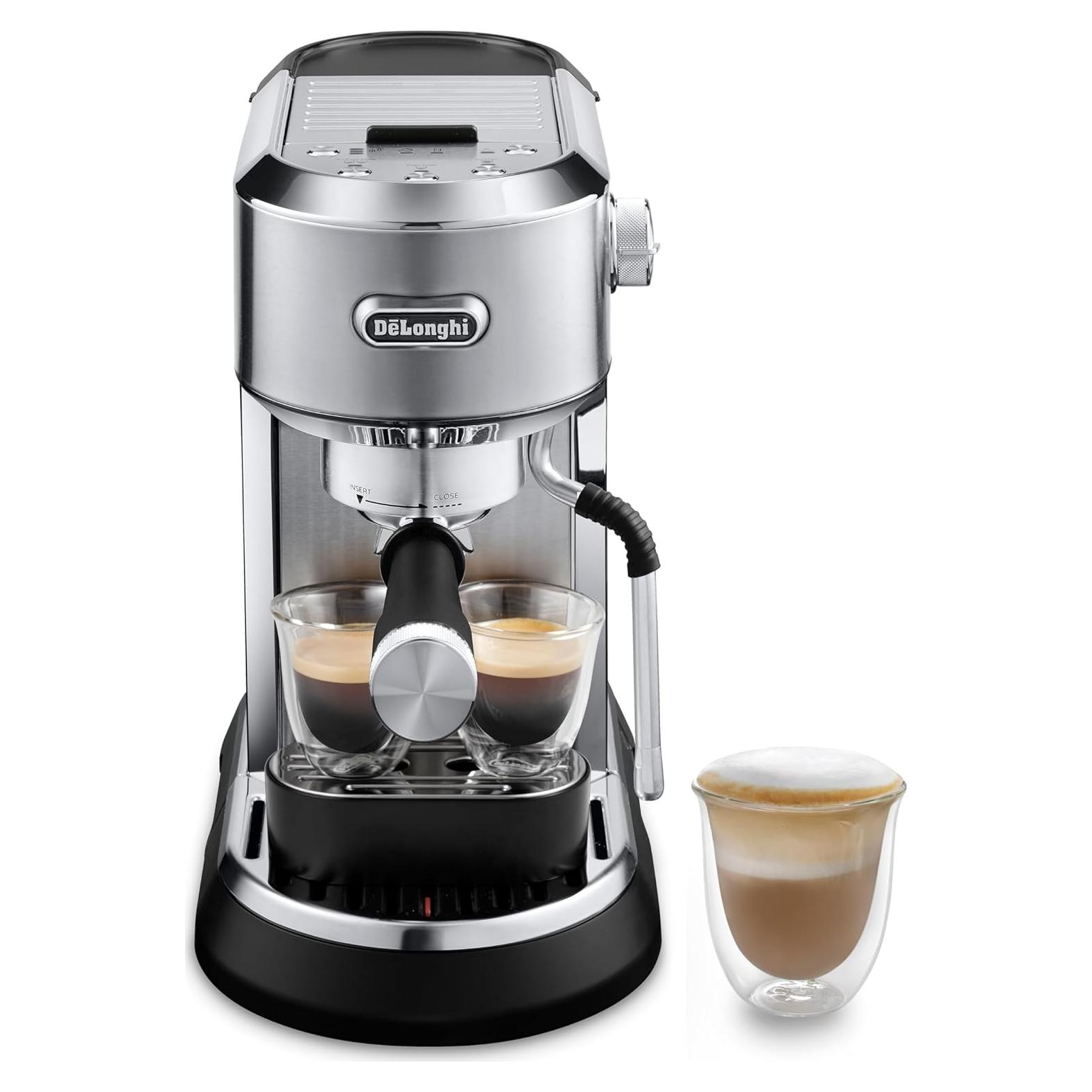 De’Longhi Dedica Maestro Espresso Machine with Milk Frother, 15-Bar Pump & Temperature Control - Barista Coffee Maker Kit for Espresso, Latte, Cappuccino & Iced Coffee - Italian Stainless Steel Design