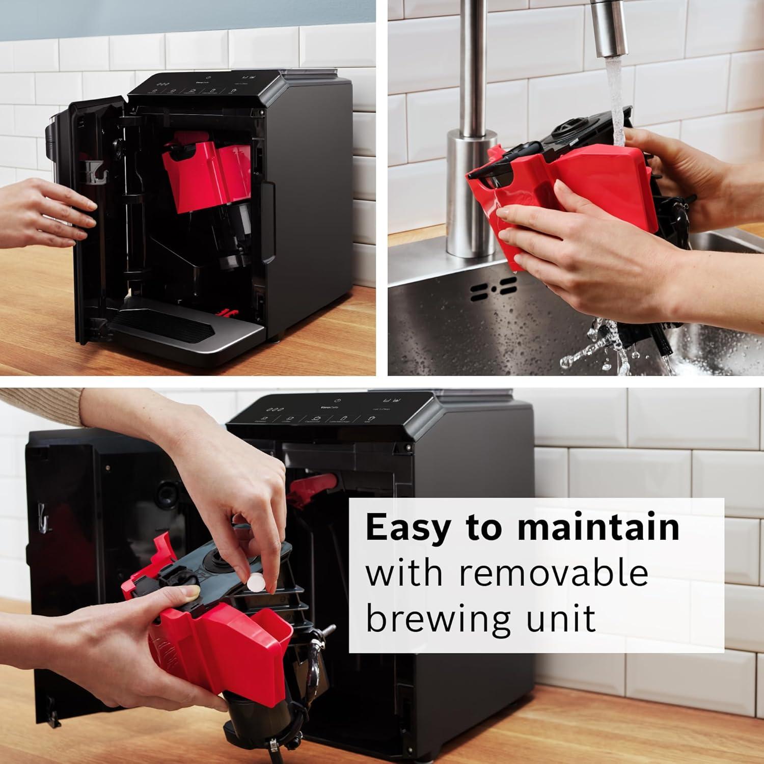 Bosch 300 Series Fully Automatic Espresso and Coffee Machine – In-Cup Frother, OneTouch Milk Drinks, 5 Drink Options, Ceramic Grinder, Easy Clean & Descale, in Black TIU20109