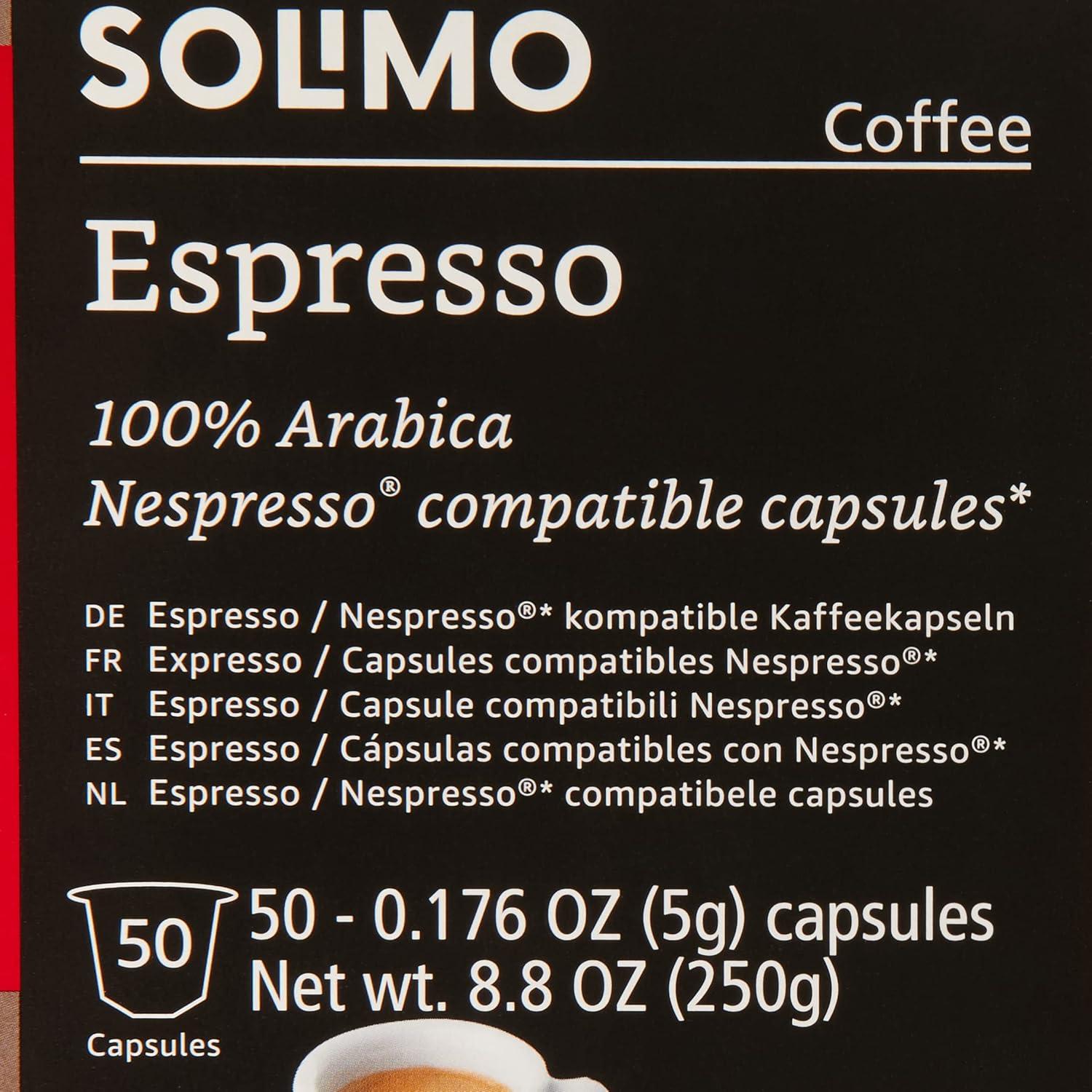 Cápsulas de Espresso Solimo Amazon 50 Unidades Tostado Medio