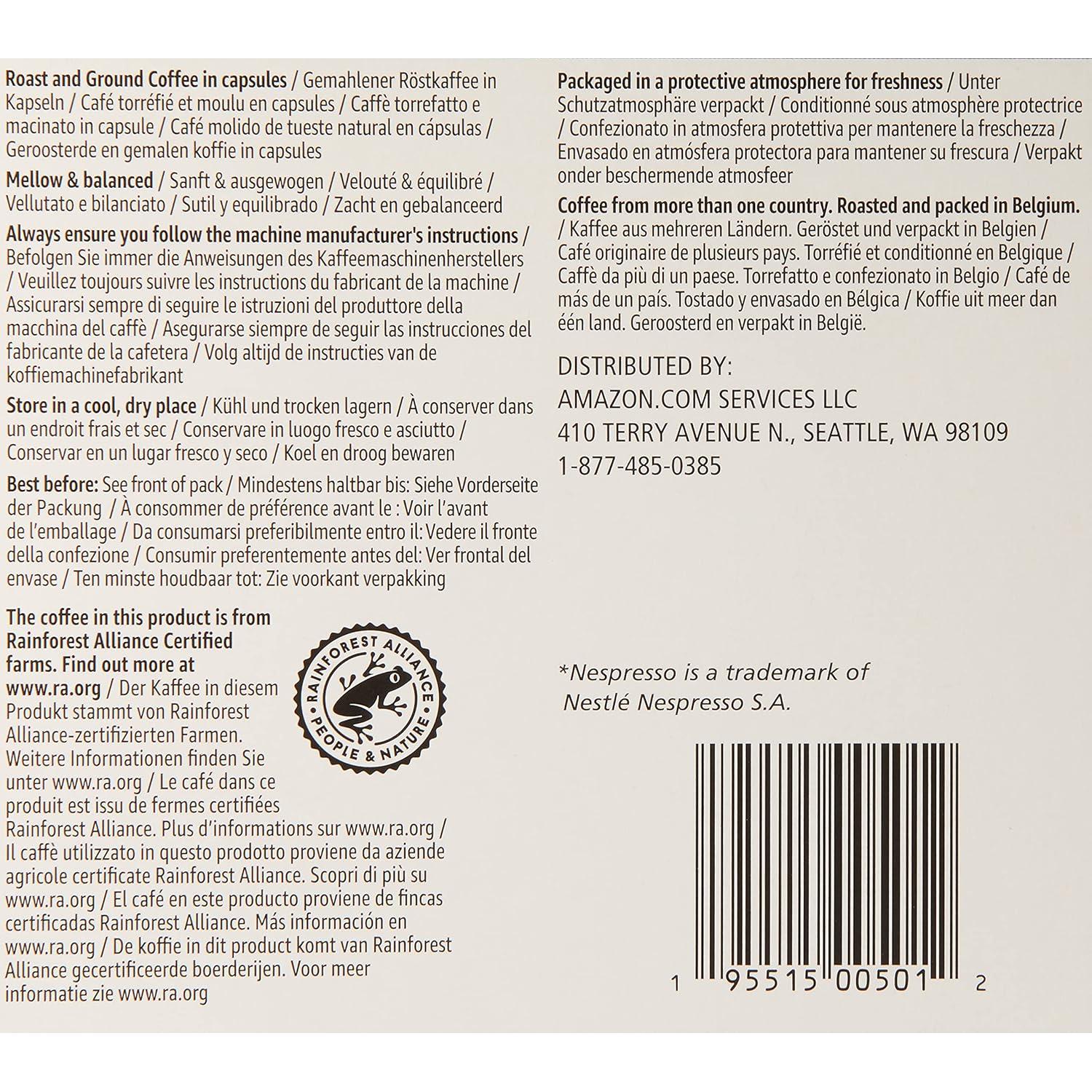 Cápsulas de Espresso Solimo Amazon 50 Unidades Tostado Medio