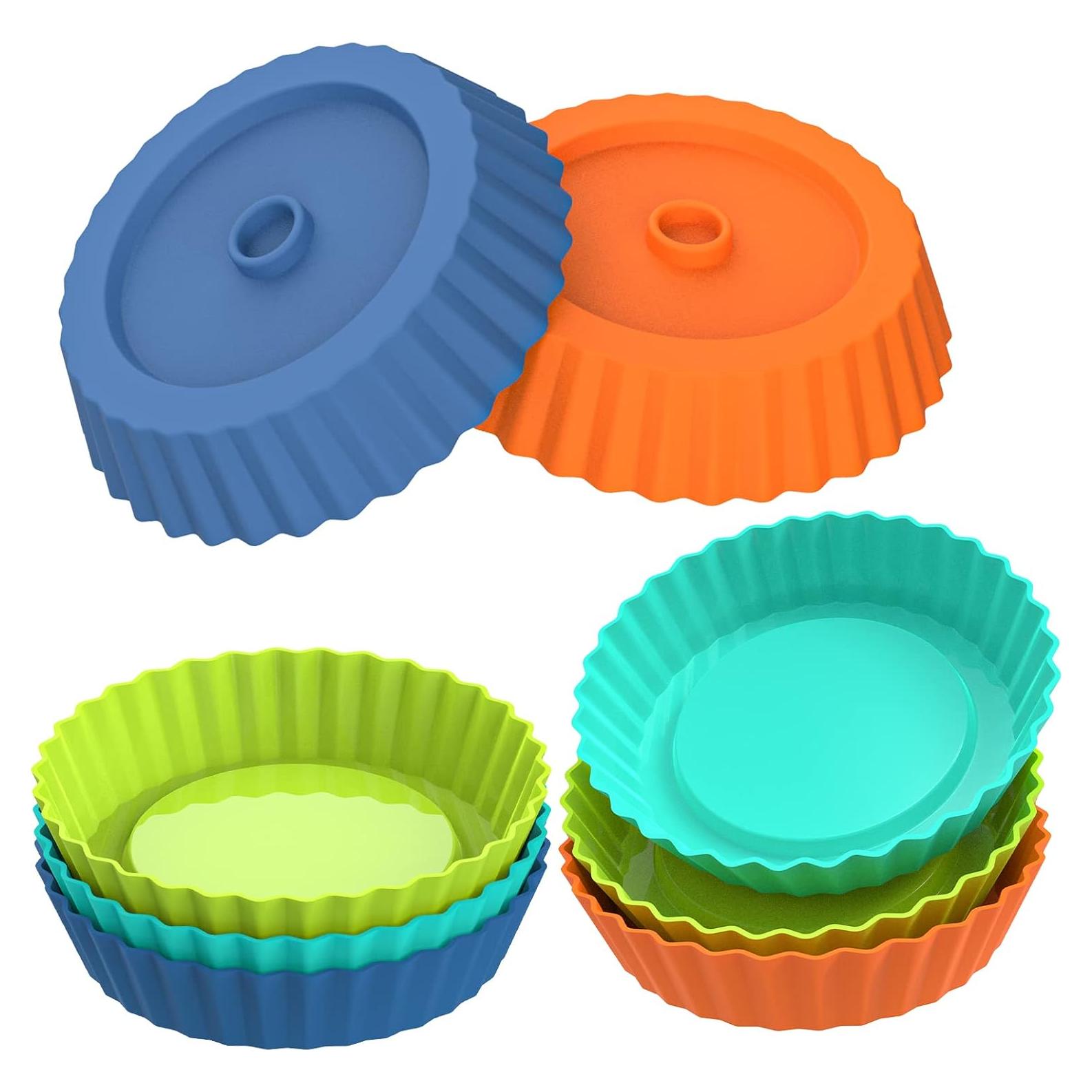 Webake Molde de Silicona para Quiche 8pcs 12,7cm Multicolor