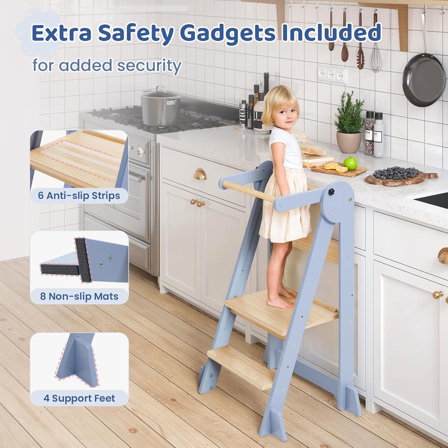 Torre de Cocina Plegable WeeGuruu Ajustable para Niños 18 Meses a 6 Años