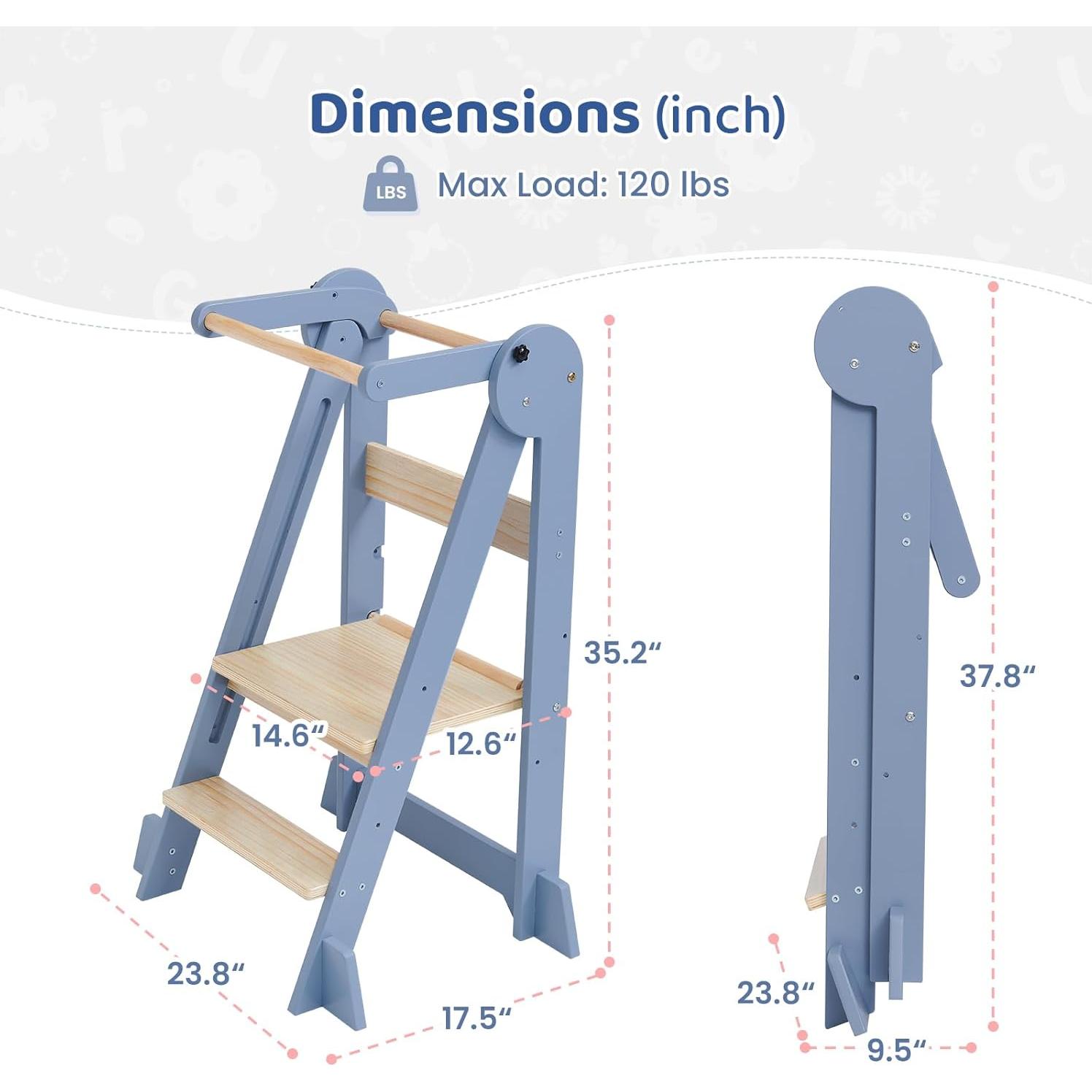 Torre de Cocina Plegable WeeGuruu Ajustable para Niños 18 Meses a 6 Años