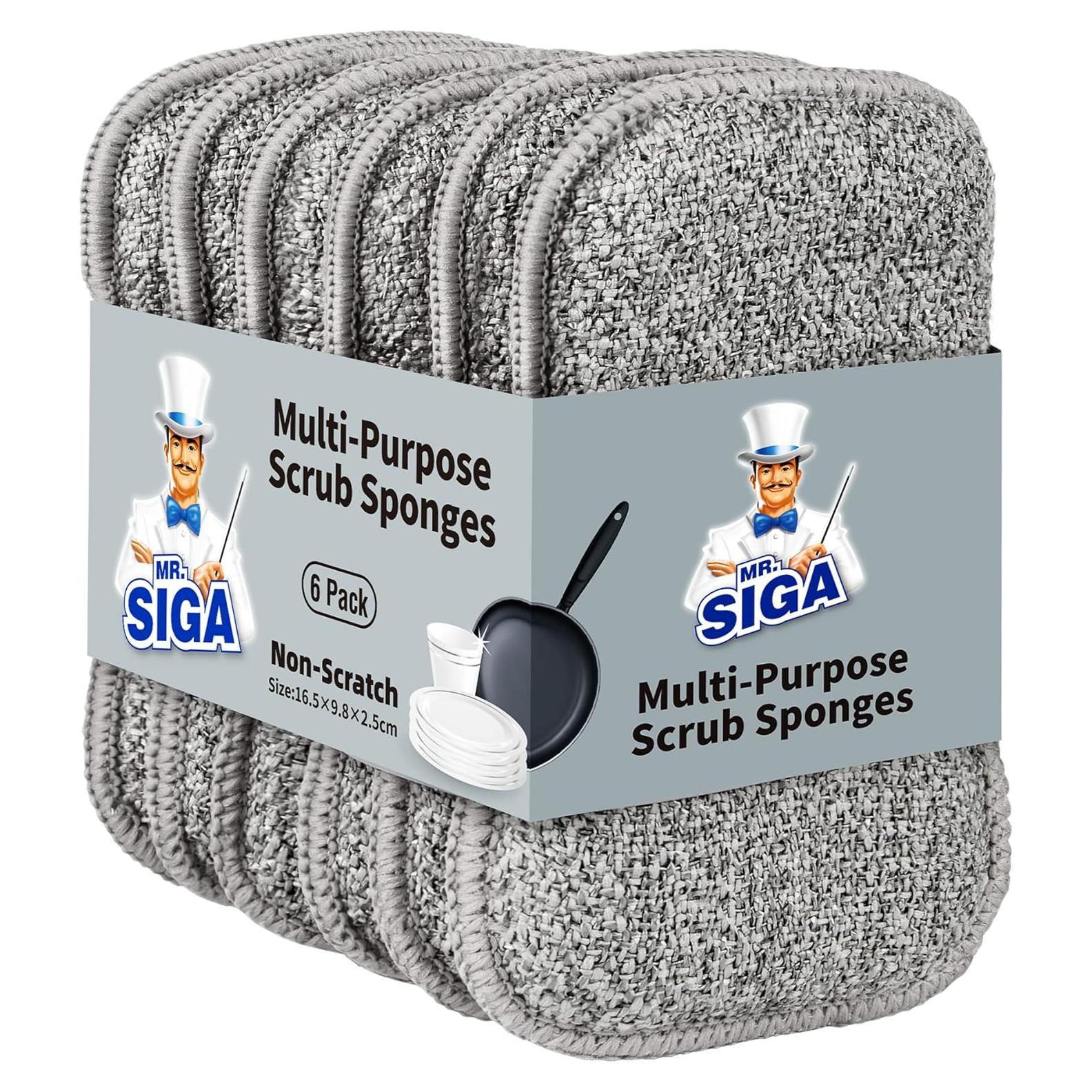 Esponjas de Fregado Doble Cara MR.SIGA, 6 Unidades Reutilizables