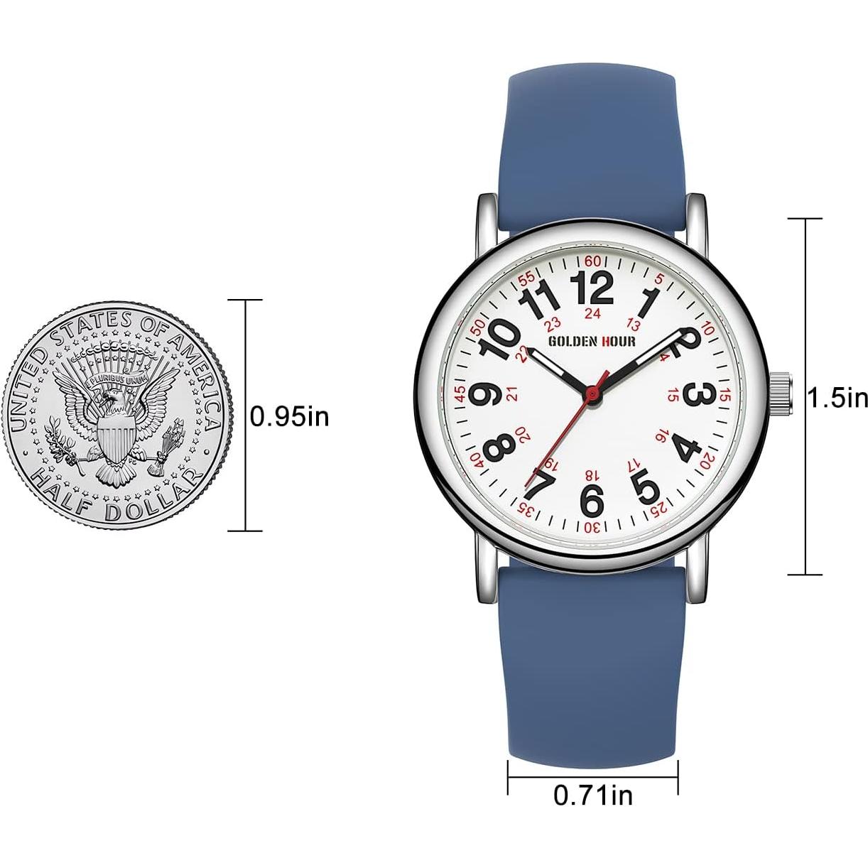 Reloj de Enfermera GOLDEN HOUR 38mm Luminosa Banda Silicona