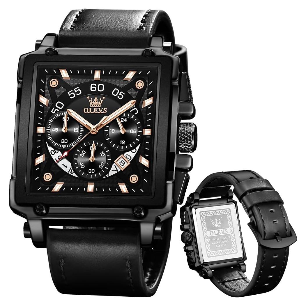 Reloj OLEVS Cronógrafo Hombre Acero Inoxidable Negro