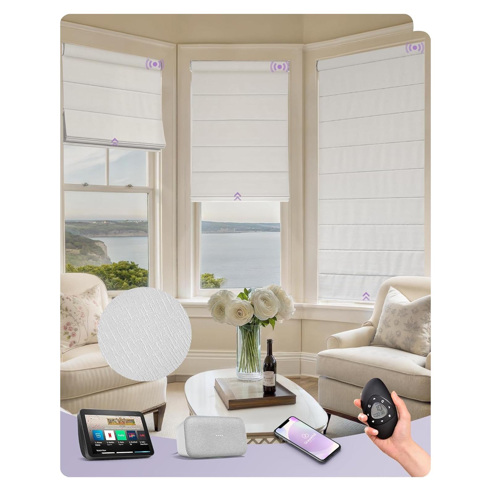 Cortinas Romanas Inteligentes Graywind 100% Opacas Control Remoto