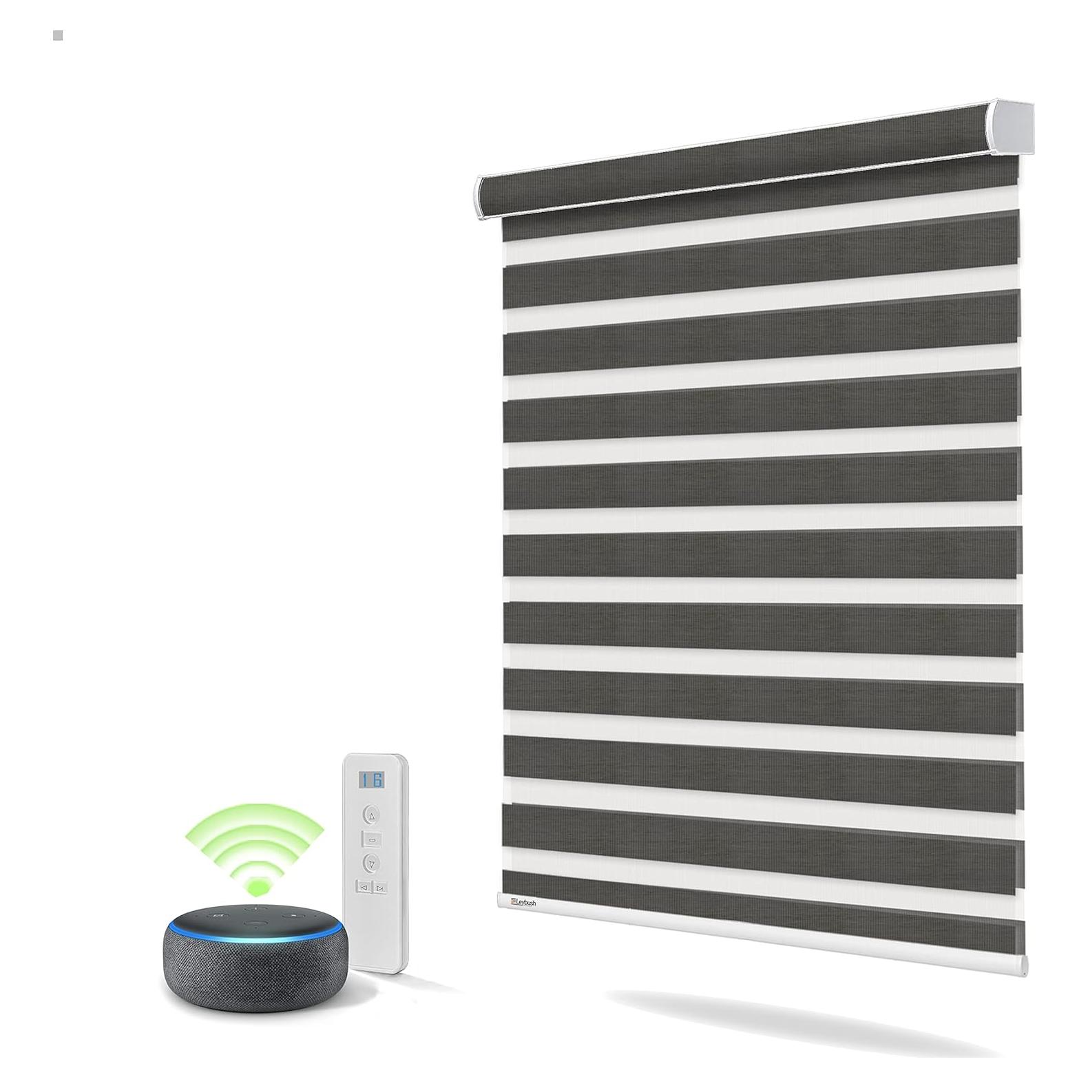 Persiana Zebra Motorizada 66x86 cm Gris Oscuro - Alexa