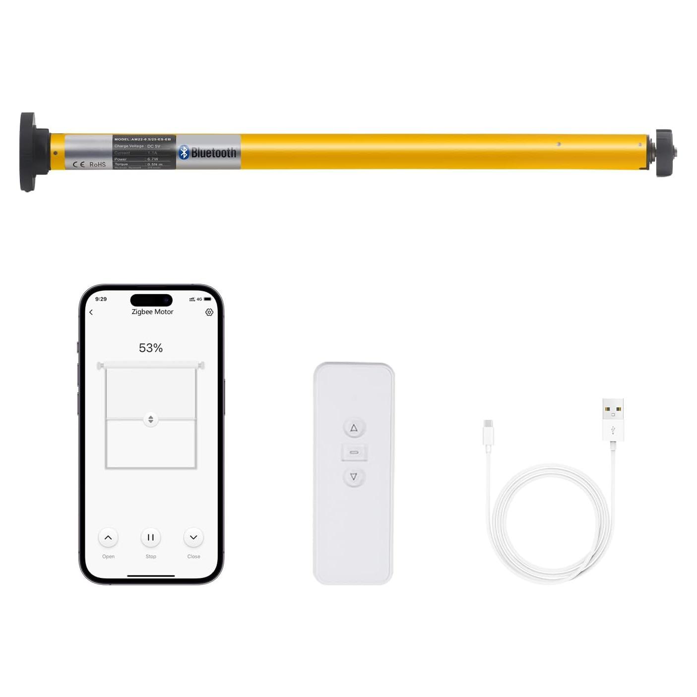 Motor de Persianas Sortfle Bluetooth 1.25" Control Remoto