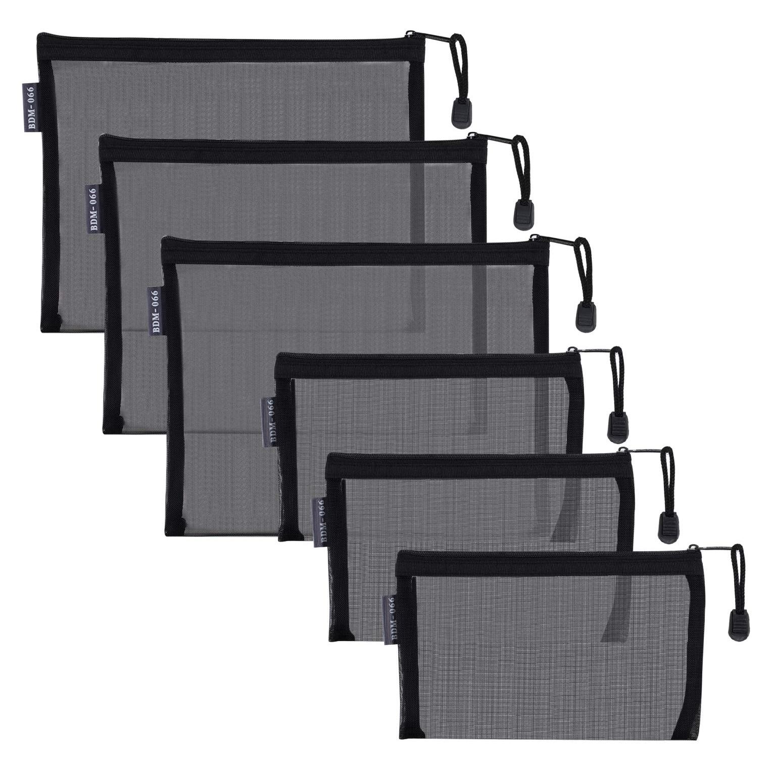 HRX Paquete 6 Bolsas de Maquillaje Malla Nylon Negro A5 A6