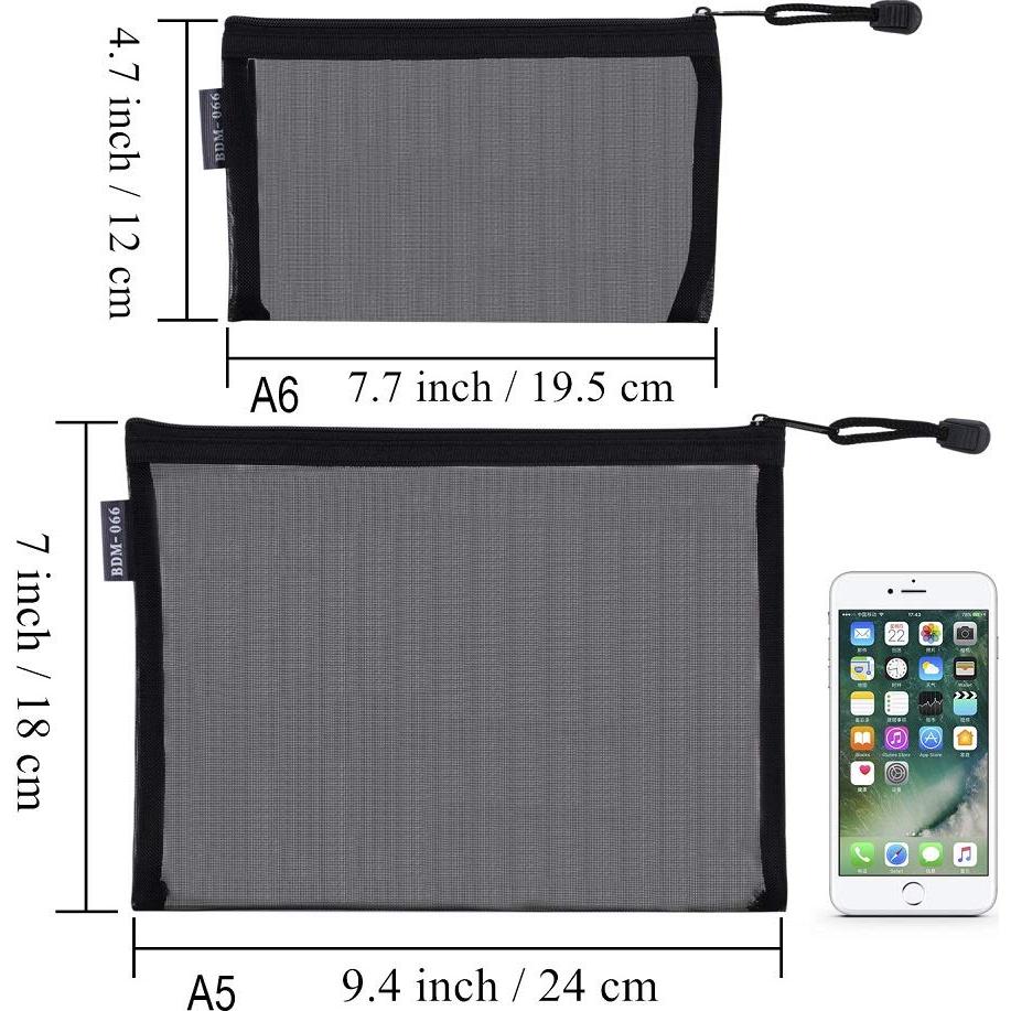 HRX Paquete 6 Bolsas de Maquillaje Malla Nylon Negro A5 A6