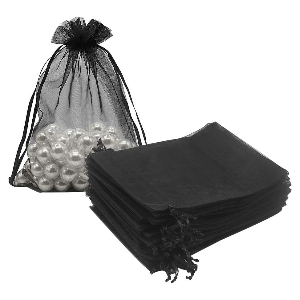 Bolsas de Organza Negras HRX 12,7x17,8 cm 100pcs para Regalos