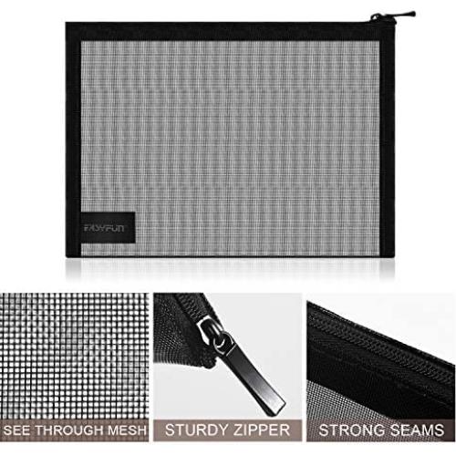 Bolsa de Malla Organizador Cosmético EASYFUN 4 Pcs Negro