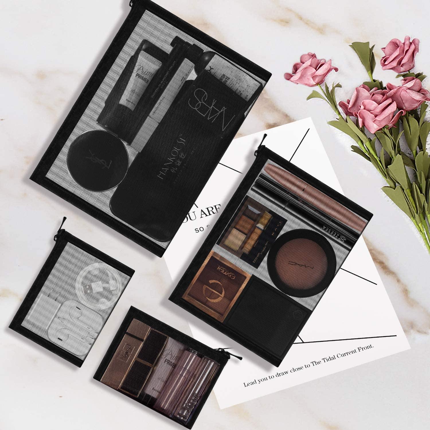 Bolsa de Malla Organizador Cosmético EASYFUN 4 Pcs Negro