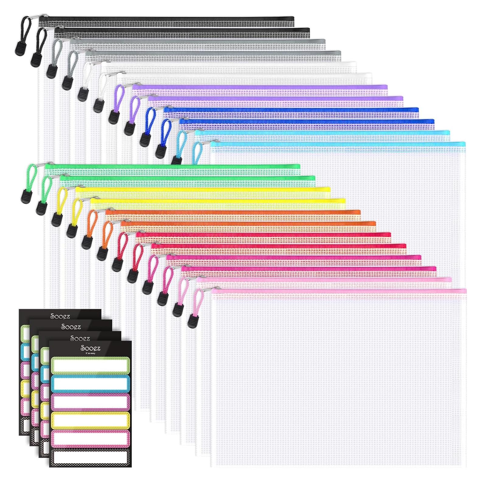 Bolsas de Malla con Cremallera SooEZ 24 Piezas A4 Multicolor