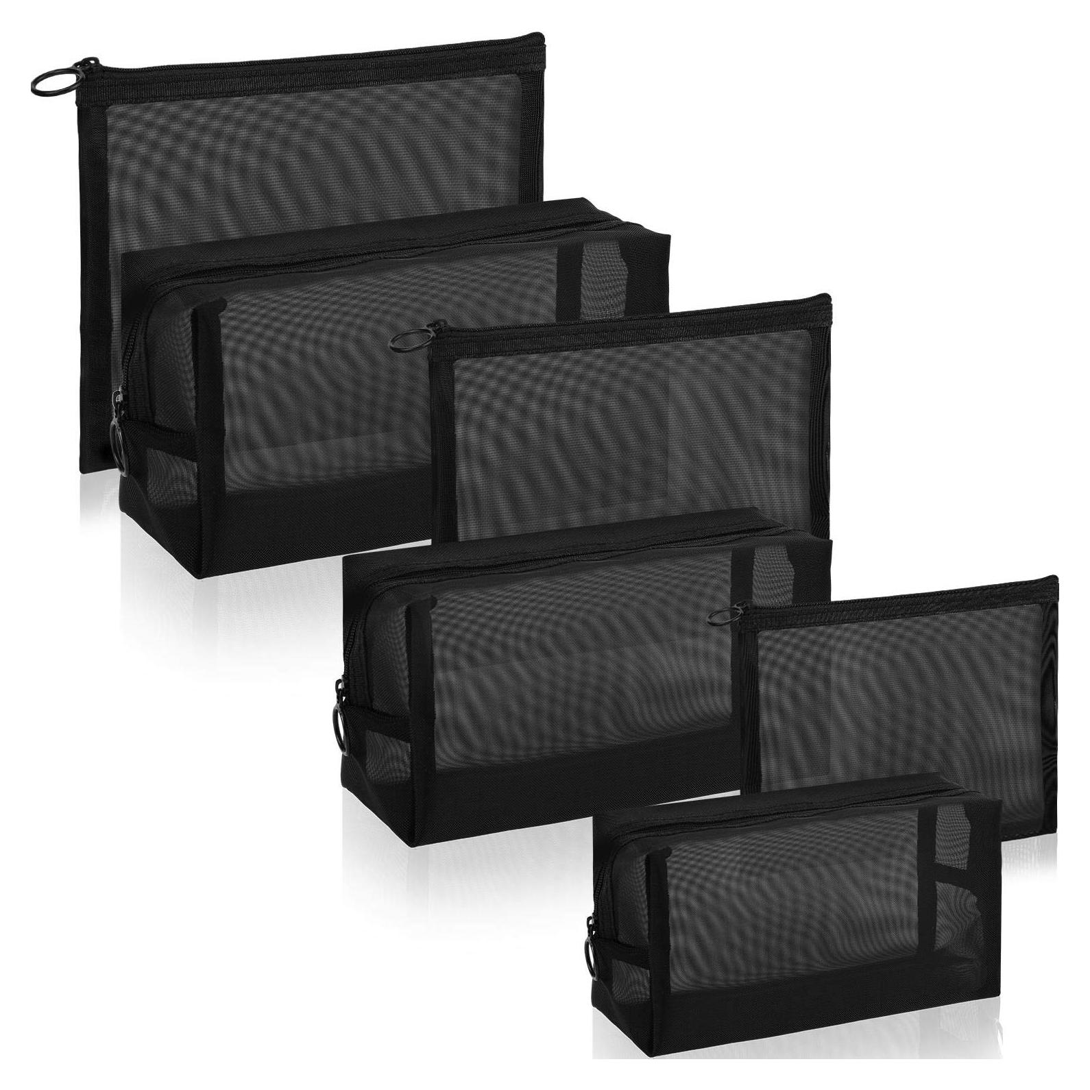 6 Bolsas de Maquillaje de Malla Boao - Organizador Negro