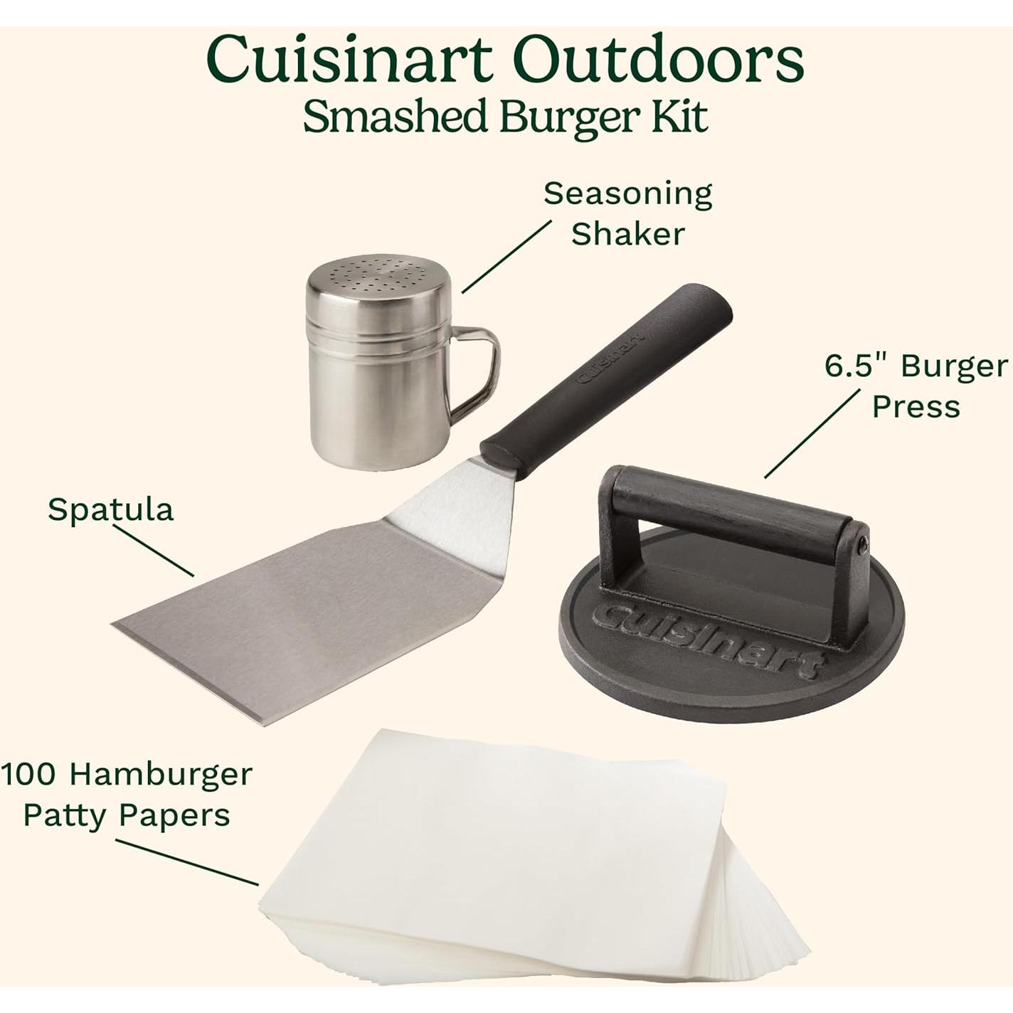 Kit de Hamburguesas Smash Cuisinart con Prensa Hierro Fundido