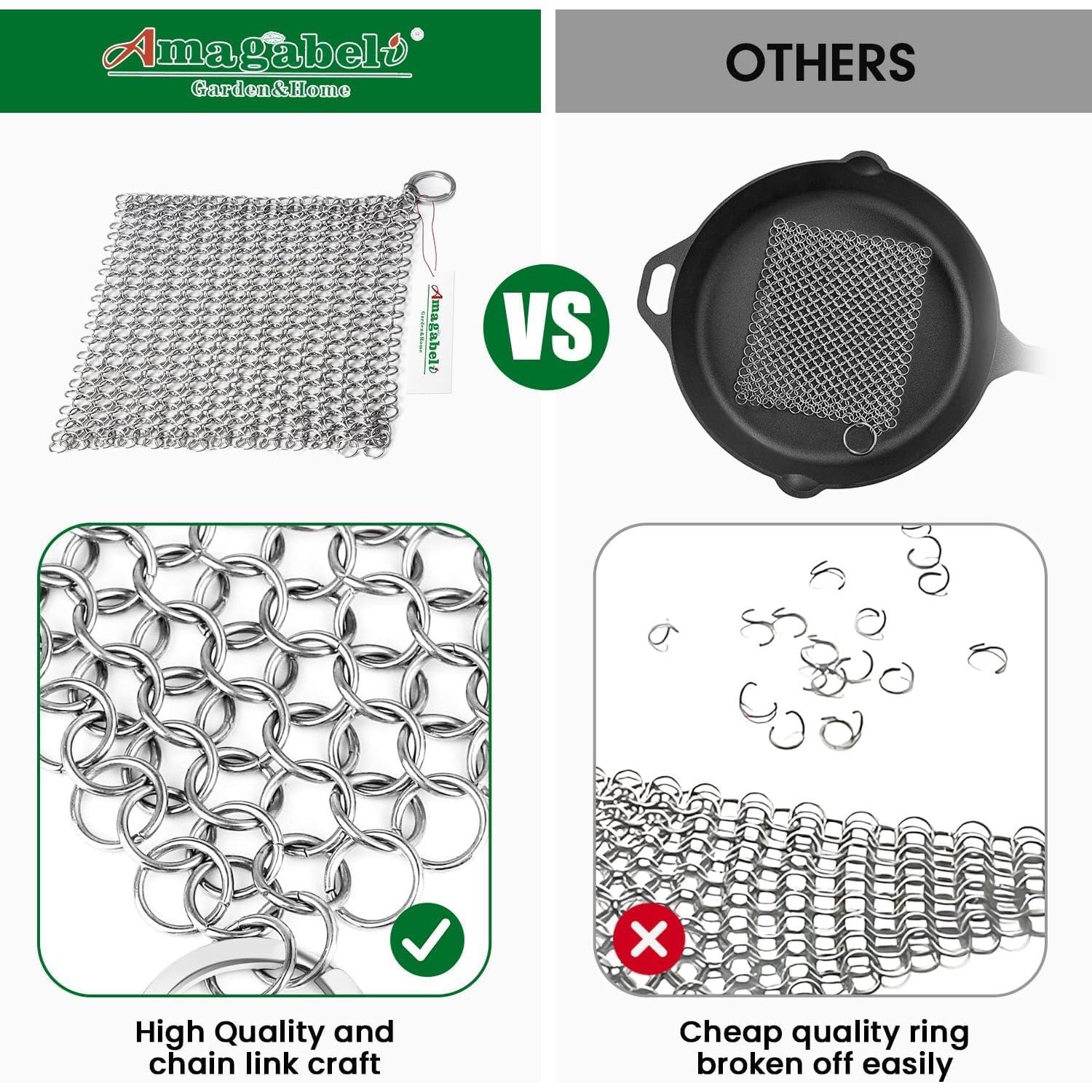Limpiador de Hierro Fundido Amagabeli 20,32x15,24 cm Acero Inoxidable