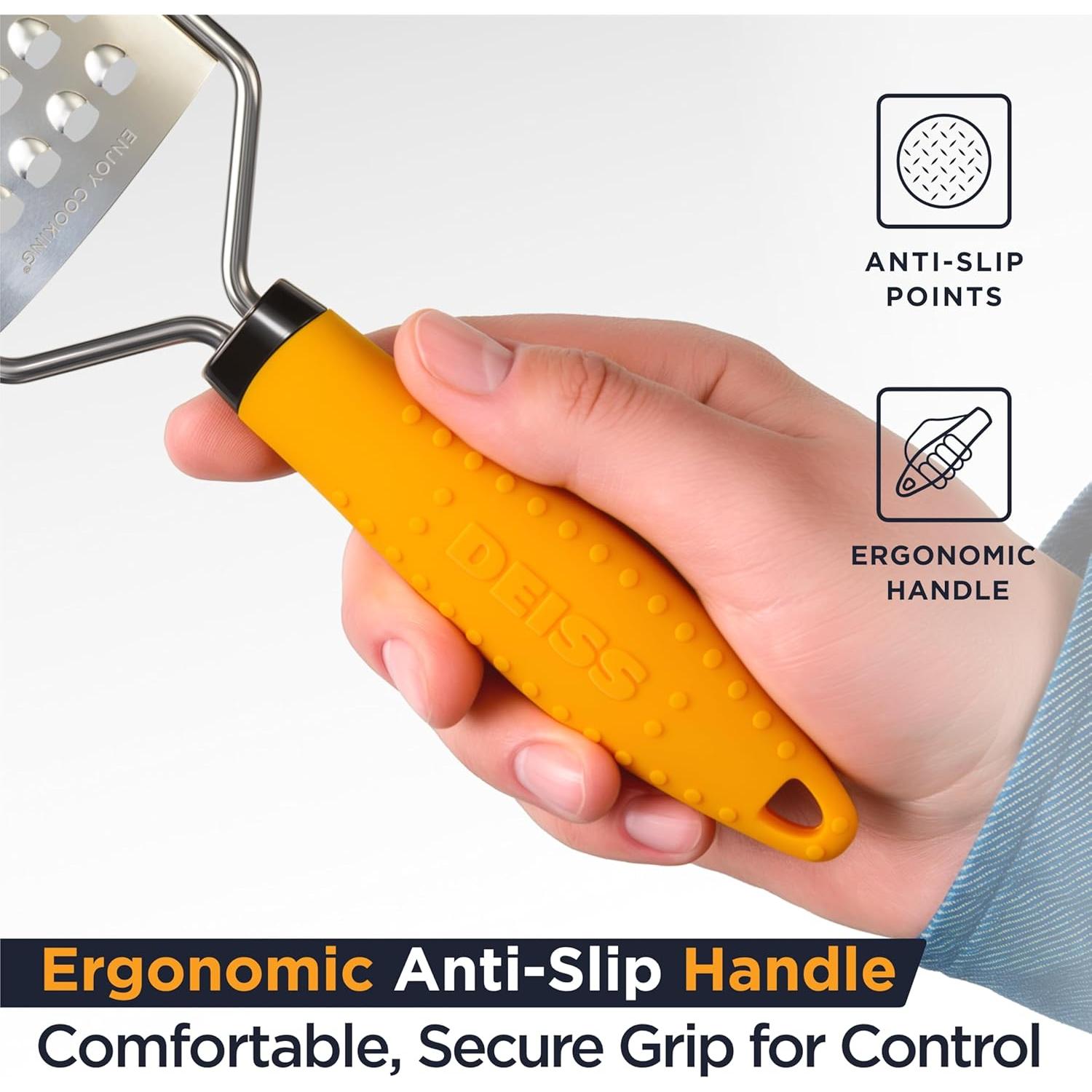 Rallador de Queso Deiss PRO - Acero Inoxidable, Mango Antideslizante