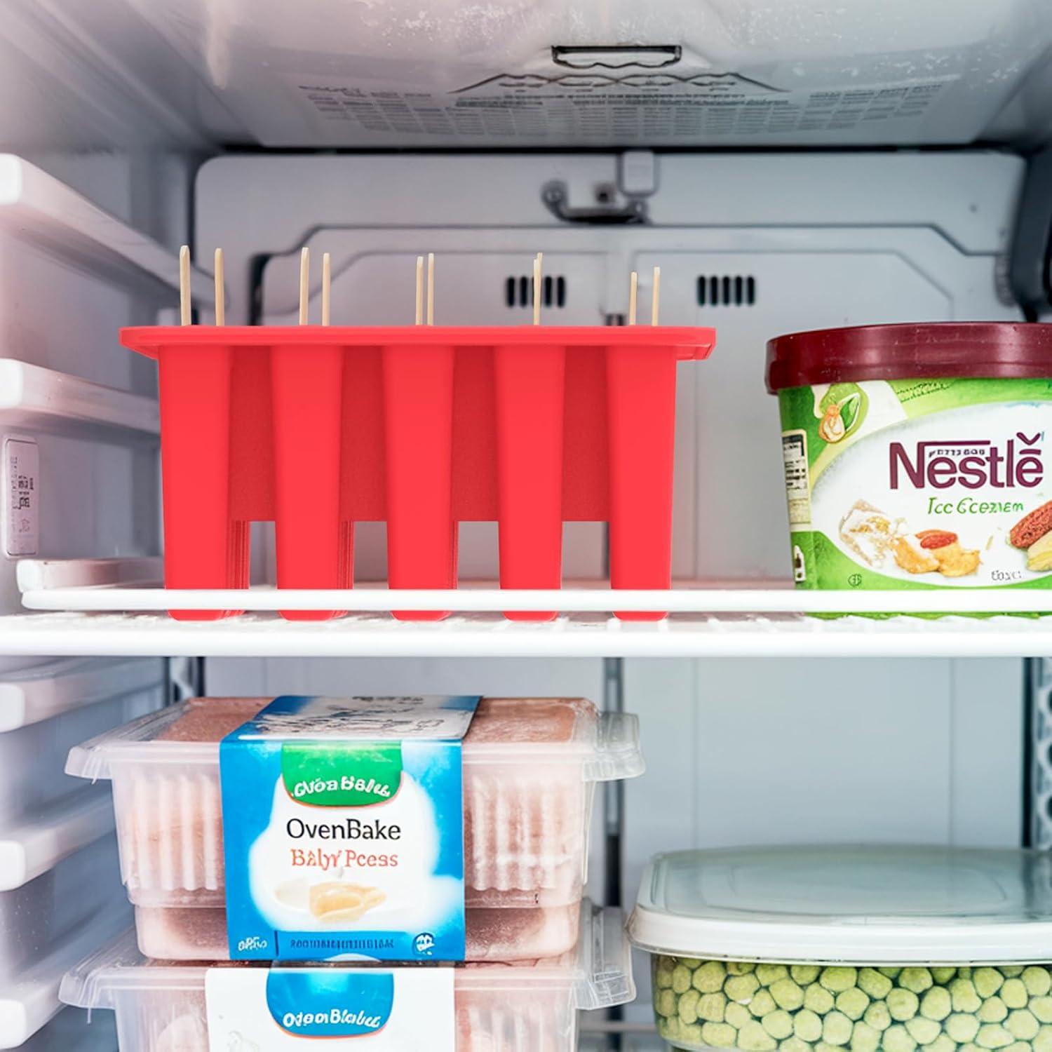 Moldes de Paletas Caseras Miaowoof 10 Cavidades Silicona Rojo