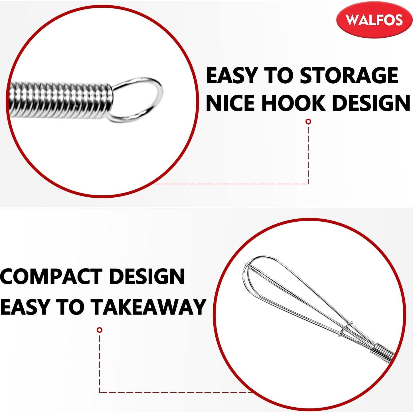 Juego de 2 Mini Batidores Walfos Acero Inoxidable 12,7 y 17,8 cm