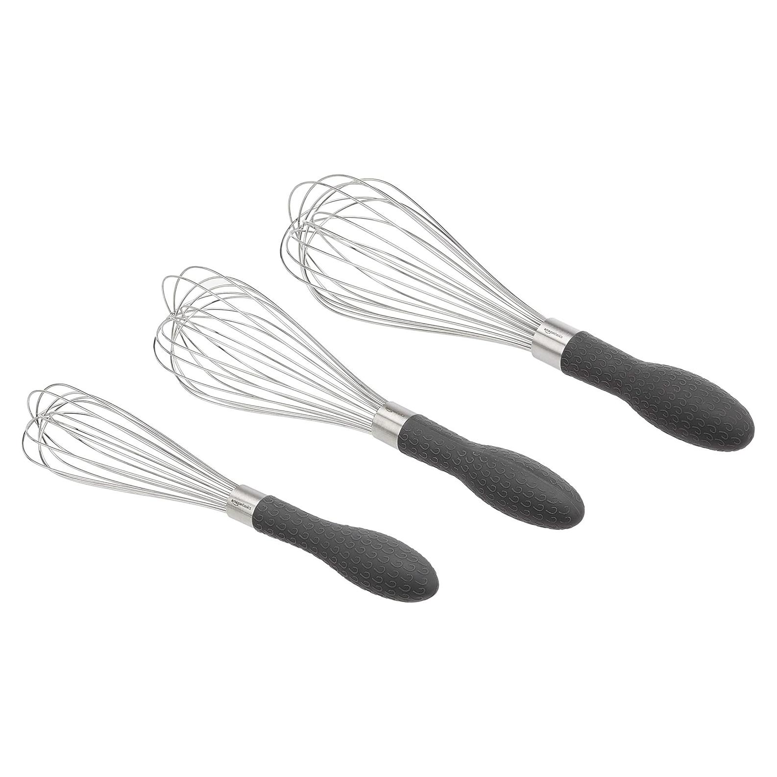 Juego de batidores de acero inoxidable Amazon Basics 3 piezas