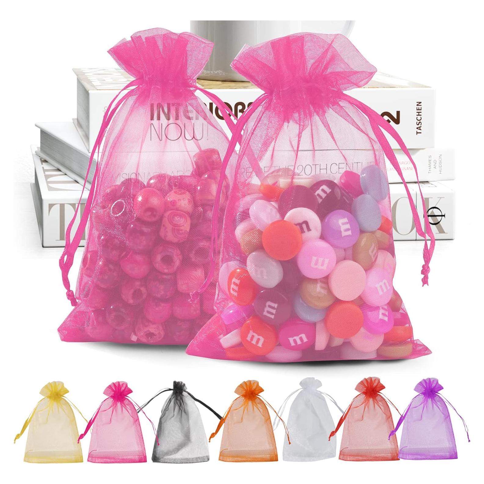 Bolsas de Organza Rosa ANZNKU 50 Piezas 10x15 cm