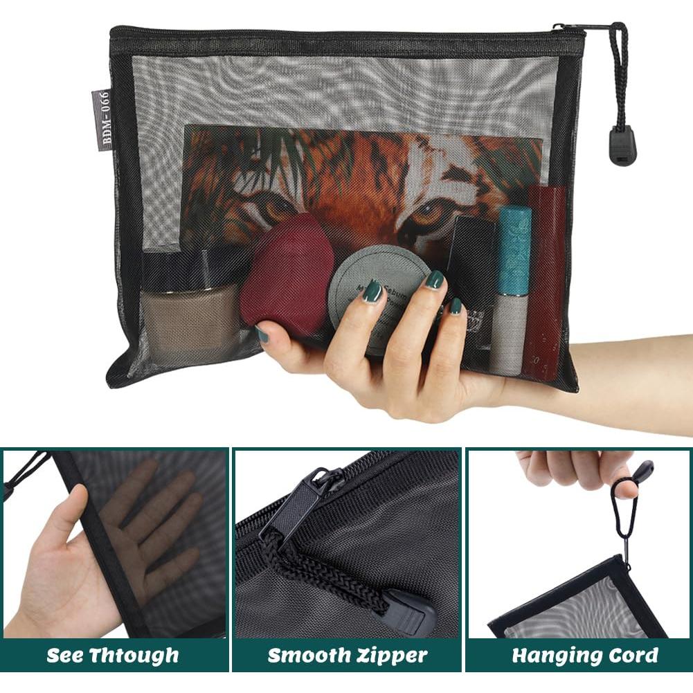 Paquete de 6 Neceseres de Maquillaje de Nylon Negro