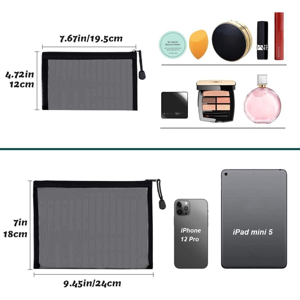 Paquete de 6 Neceseres de Maquillaje de Nylon Negro