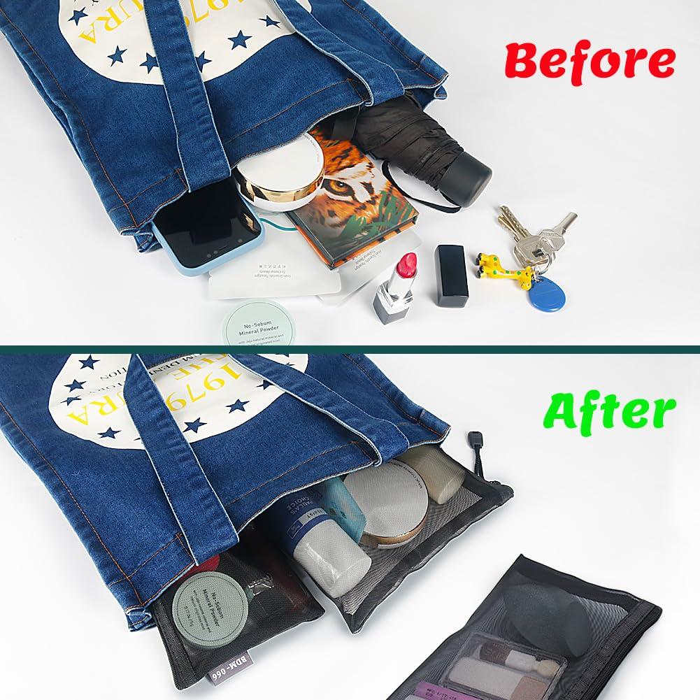 Paquete de 6 Neceseres de Maquillaje de Nylon Negro