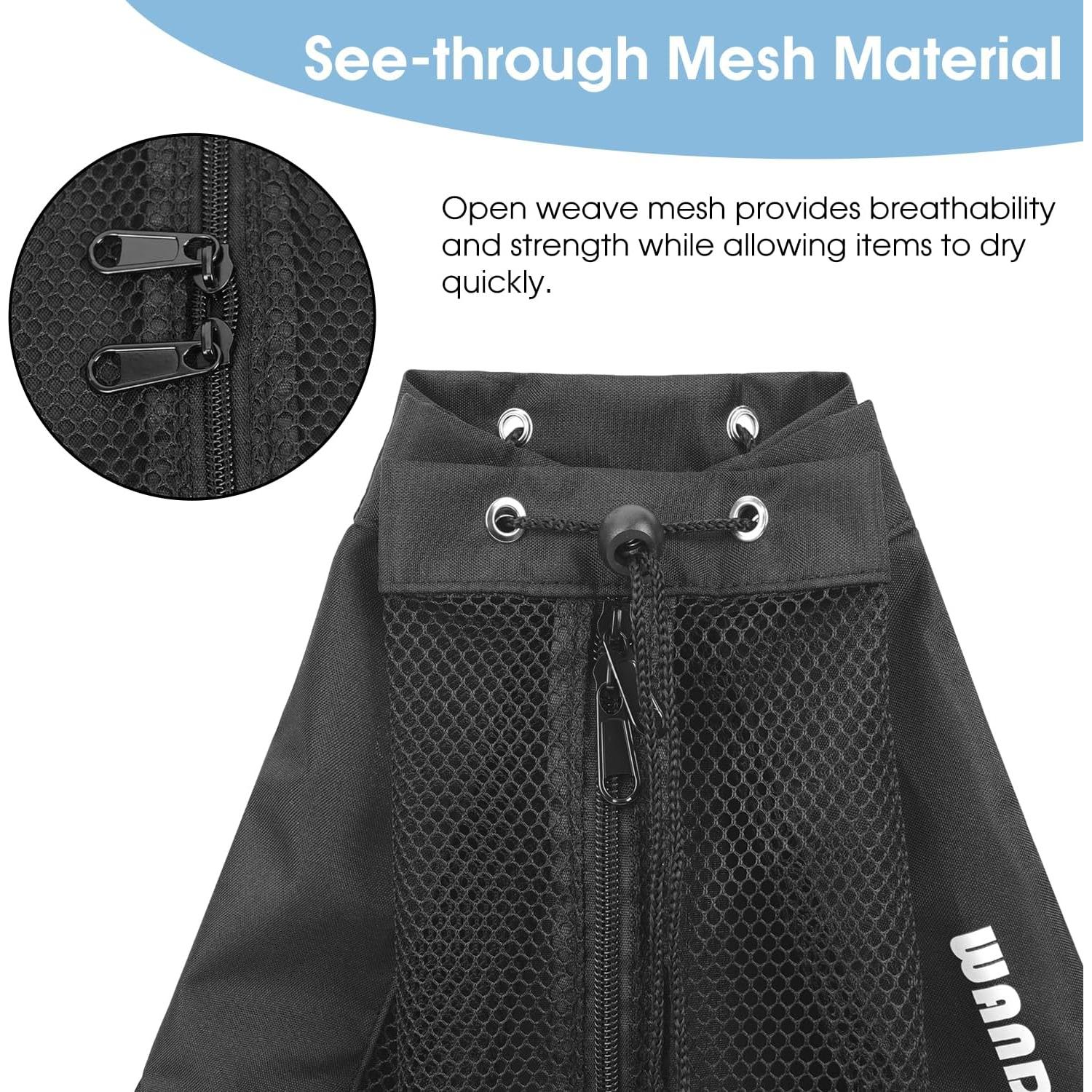 Mochila de Malla WANDF para Natación y Playa 15L Negra