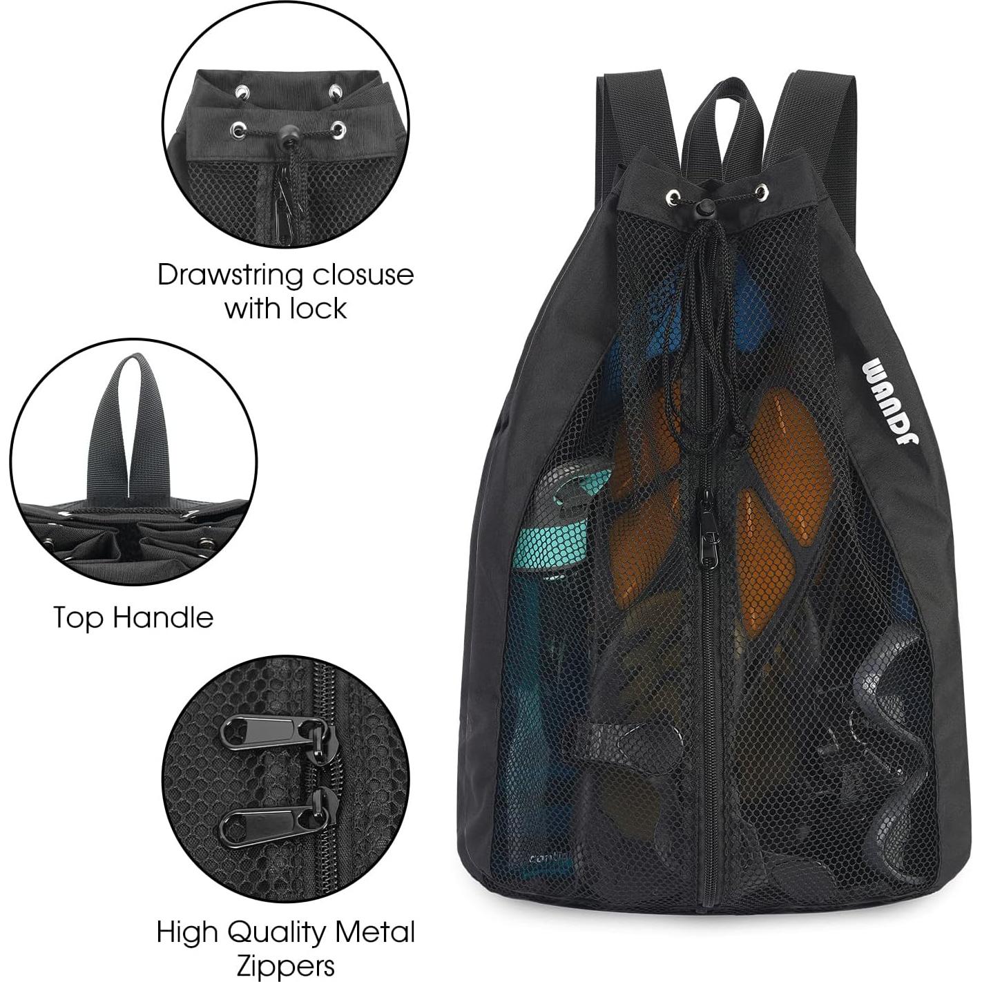 Mochila de Malla WANDF para Natación y Playa 15L Negra