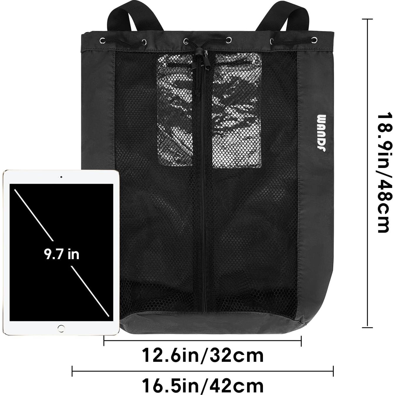 Mochila de Malla WANDF para Natación y Playa 15L Negra