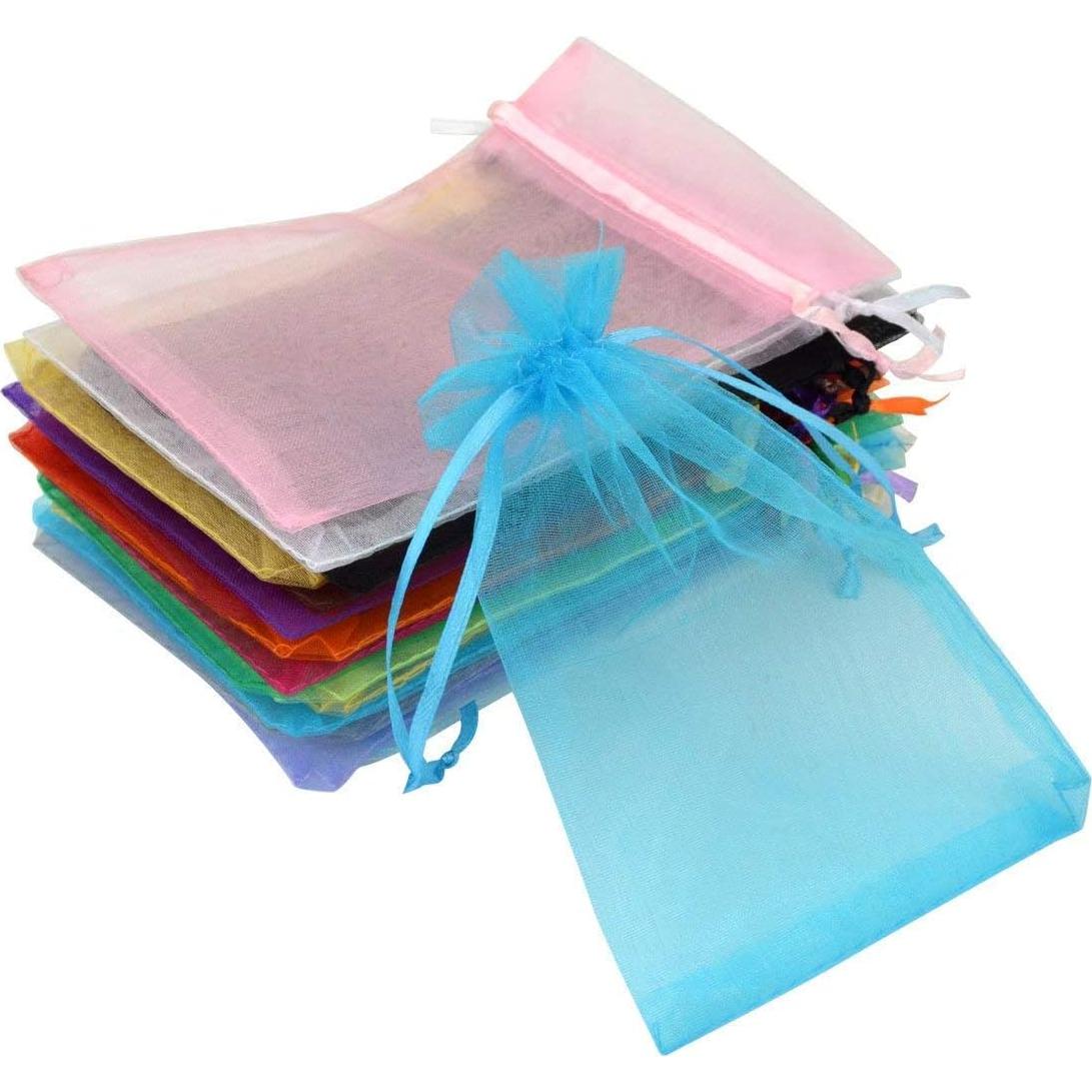 50 Bolsas de Organza Color Mezclado 9x11cm Cierre Satén