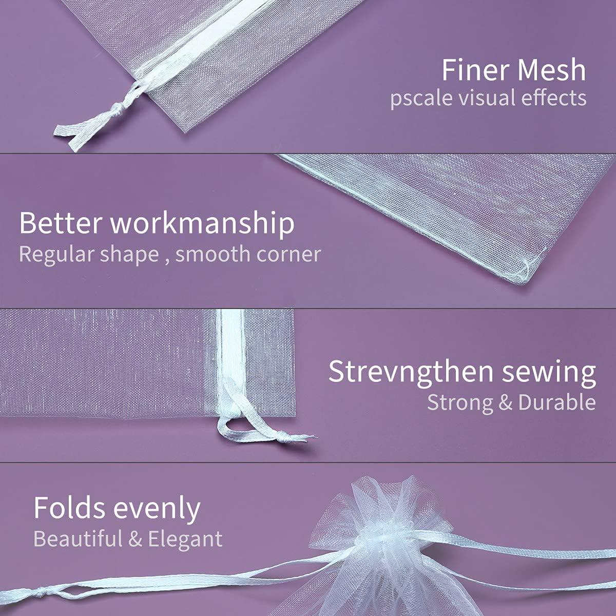 50 Bolsas de Regalo de Organza Blanca 7,62x10,16 cm Akstore