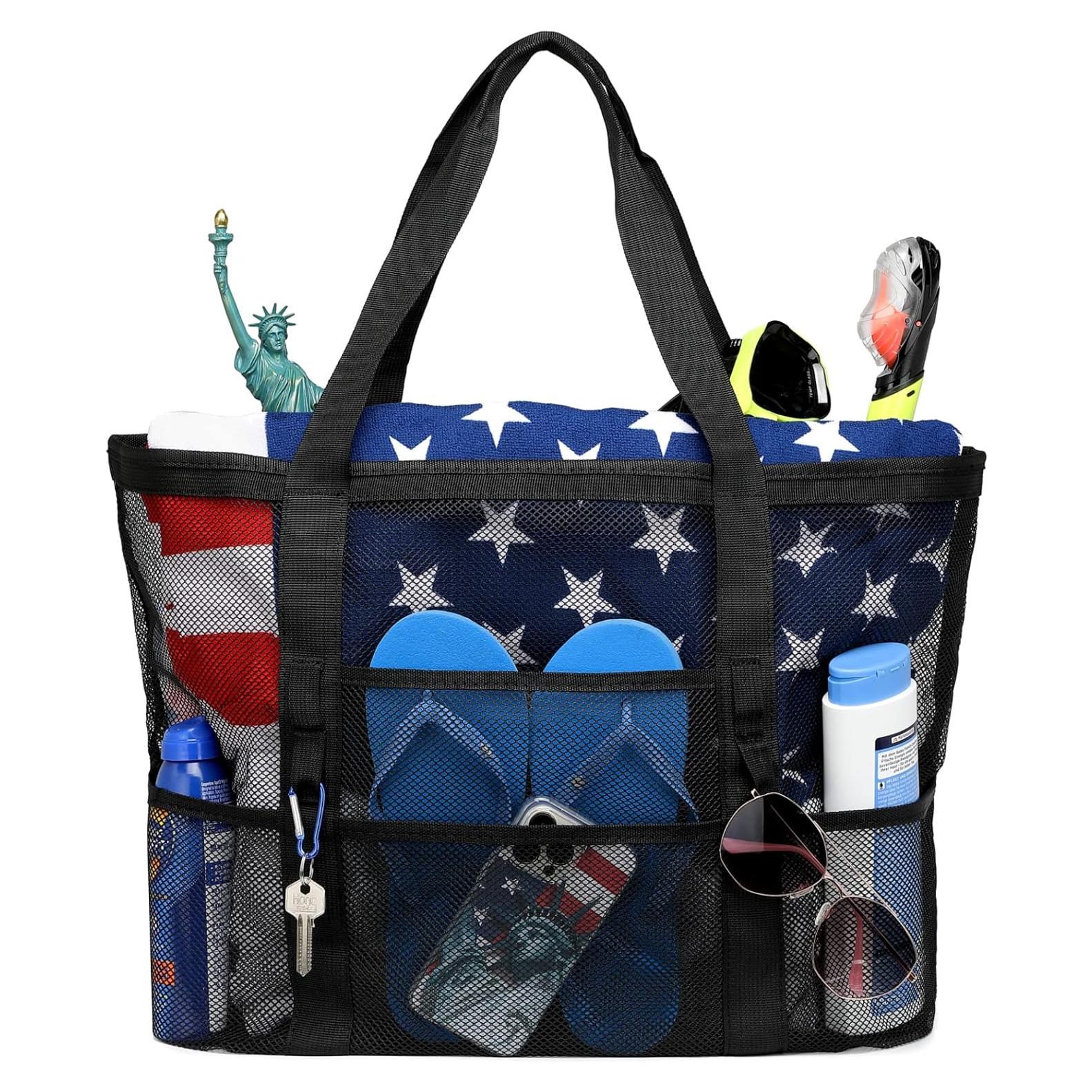 Bolsa de Playa Grande F-color con 9 Bolsillos para Mujeres