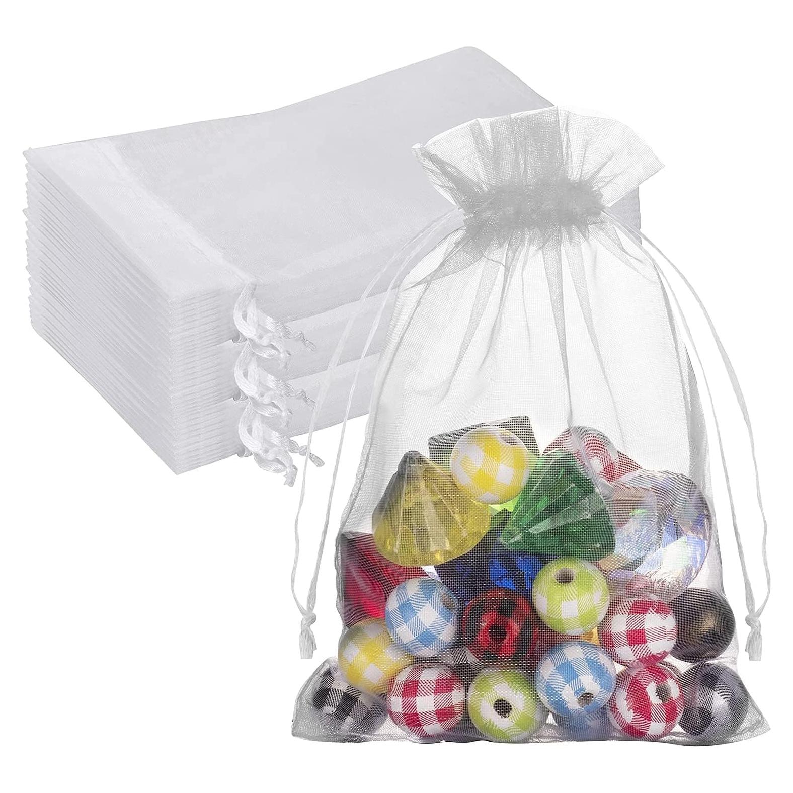 100 Bolsas de Organza Transparente Blancas 13x18 cm