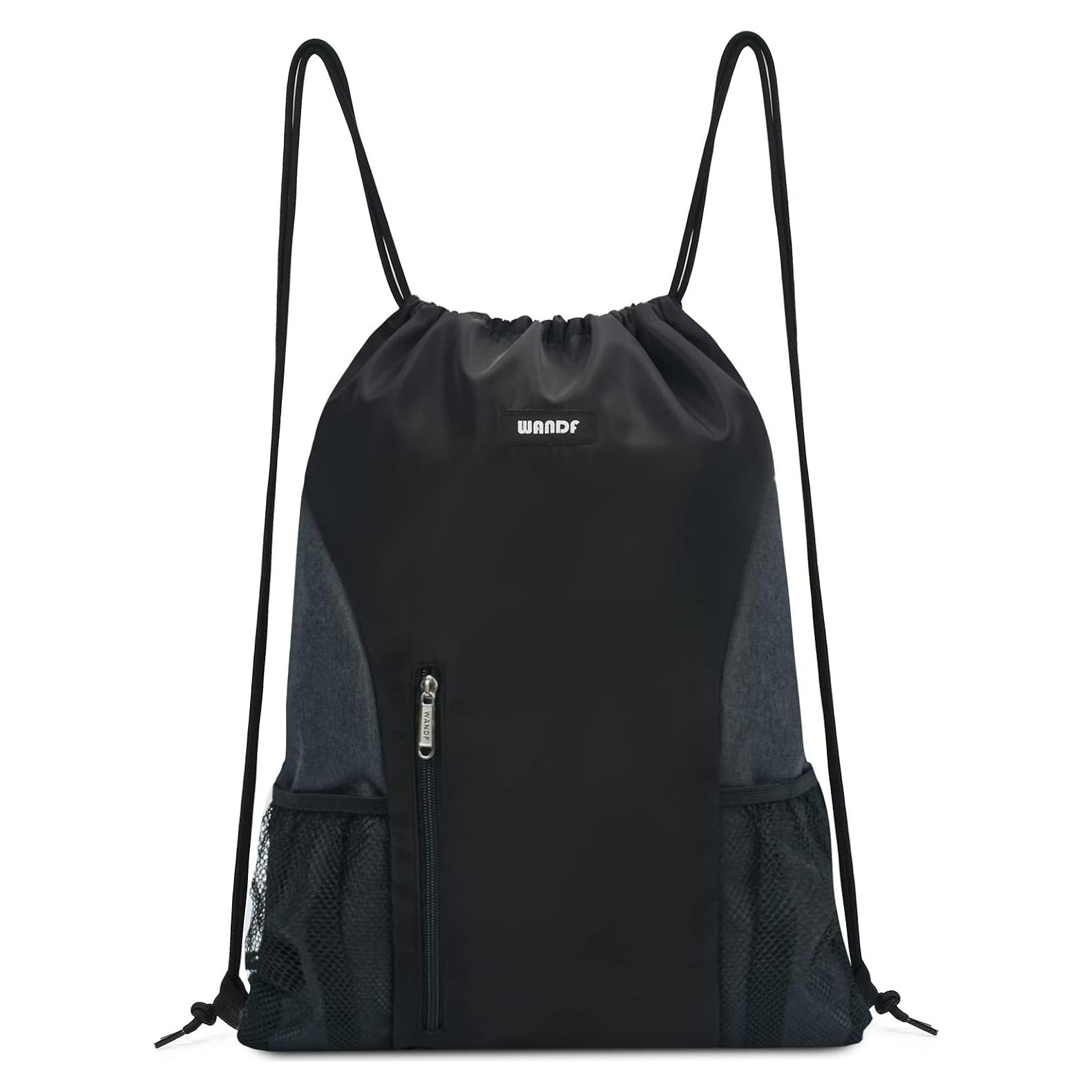 Mochila de Cuerda WANDF Unisex Resistente al Agua 20L Negra