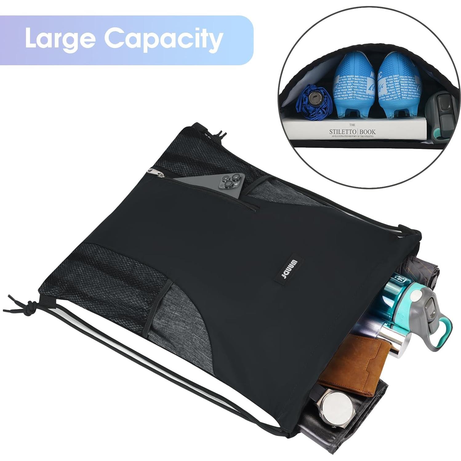 Mochila de Cuerda WANDF Unisex Resistente al Agua 20L Negra