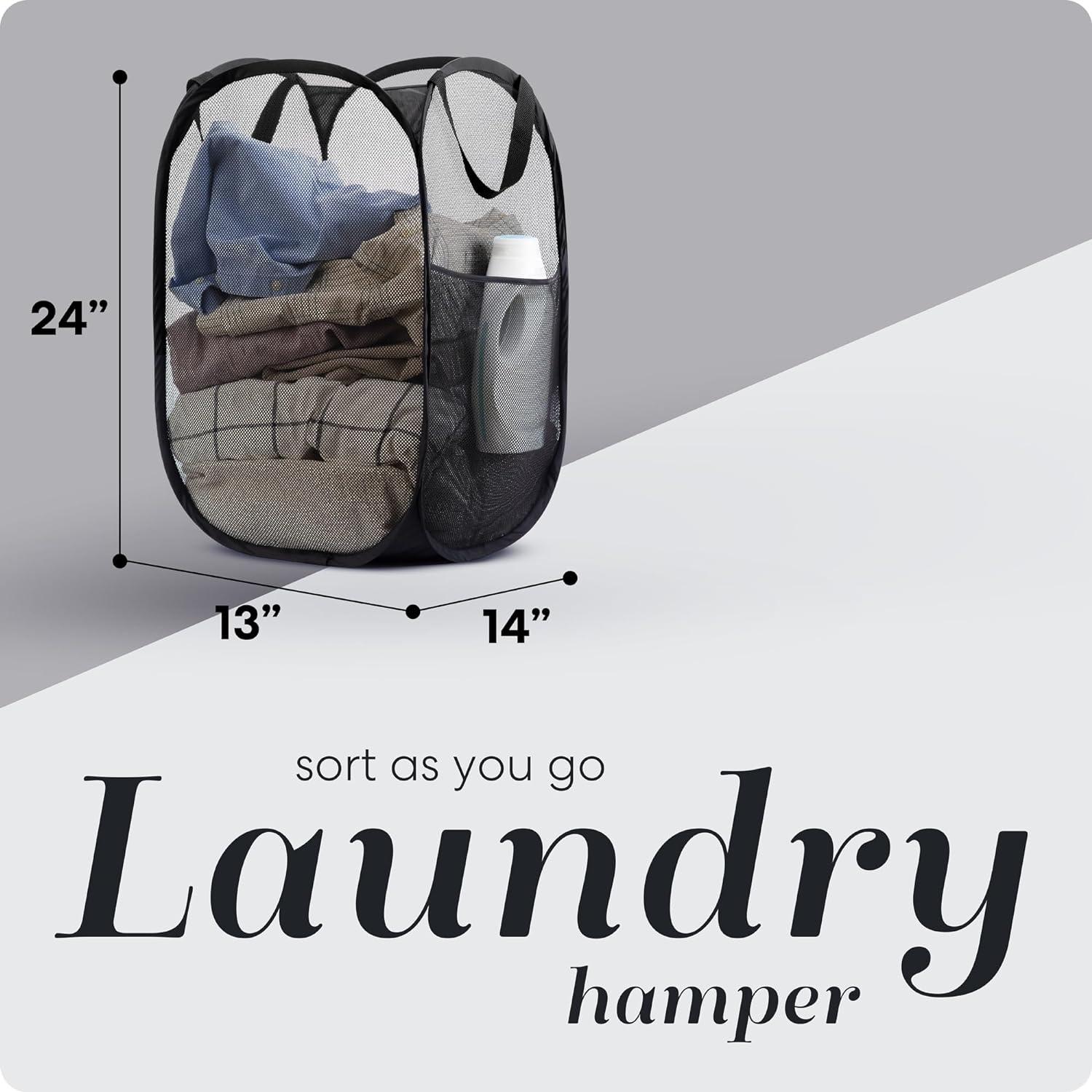 Hamper Plegable Handy Laundry 60L Malla Transpirable Negro