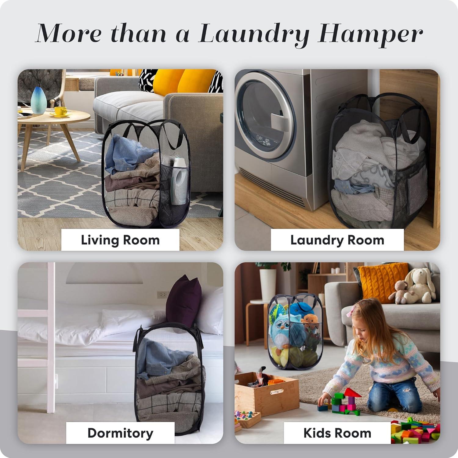 Hamper Plegable Handy Laundry 60L Malla Transpirable Negro