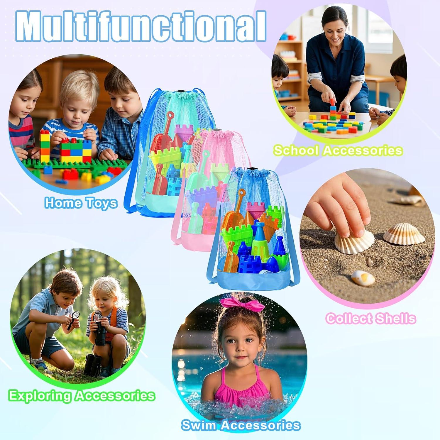 Bolsa de Juguetes de Playa Vodolo 3pcs Malla Secado Rápido