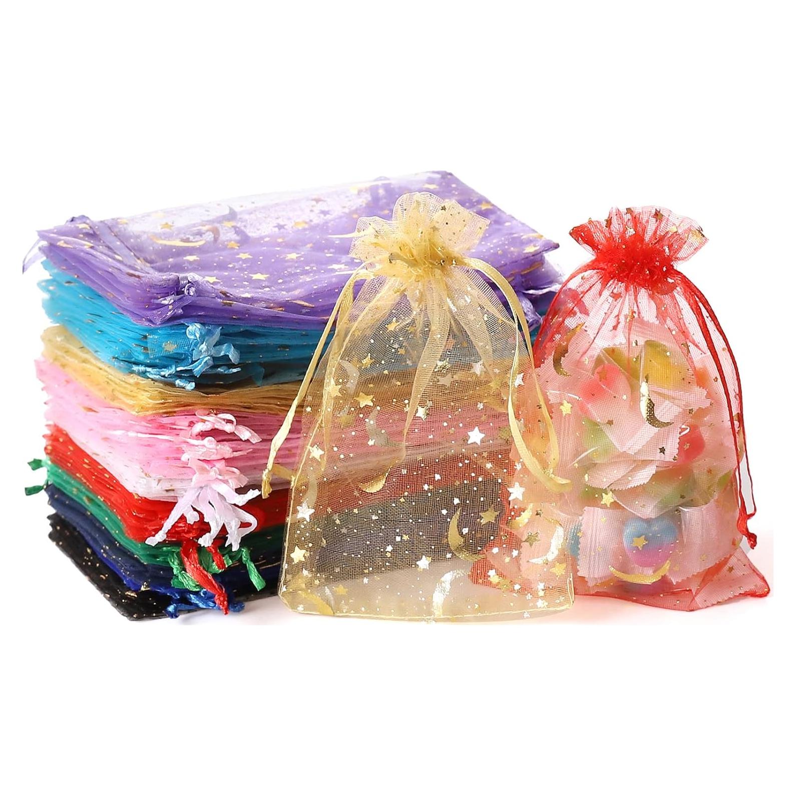 100 Bolsas de Organza Luna y Estrella Hopttreely 10x15 cm