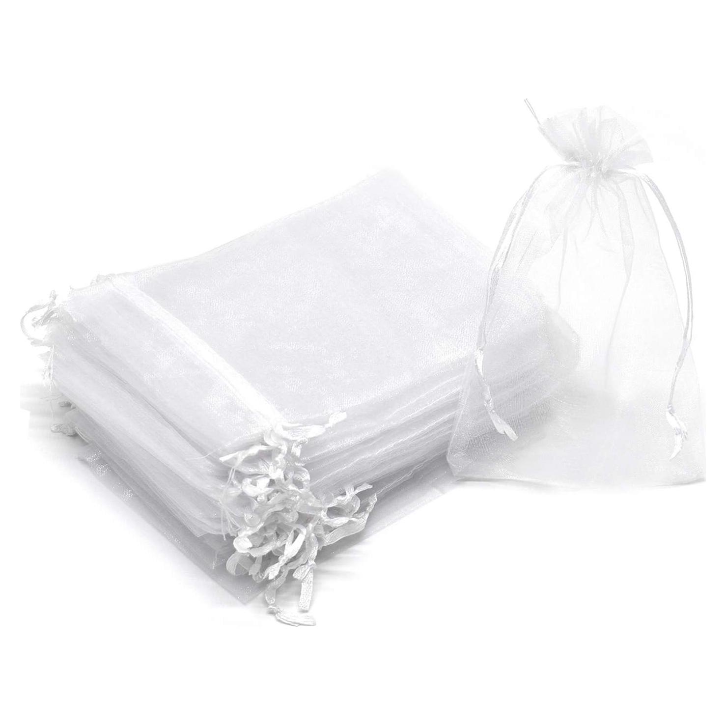 100 Bolsas de Organza Blancas 7x9 cm para Regalos