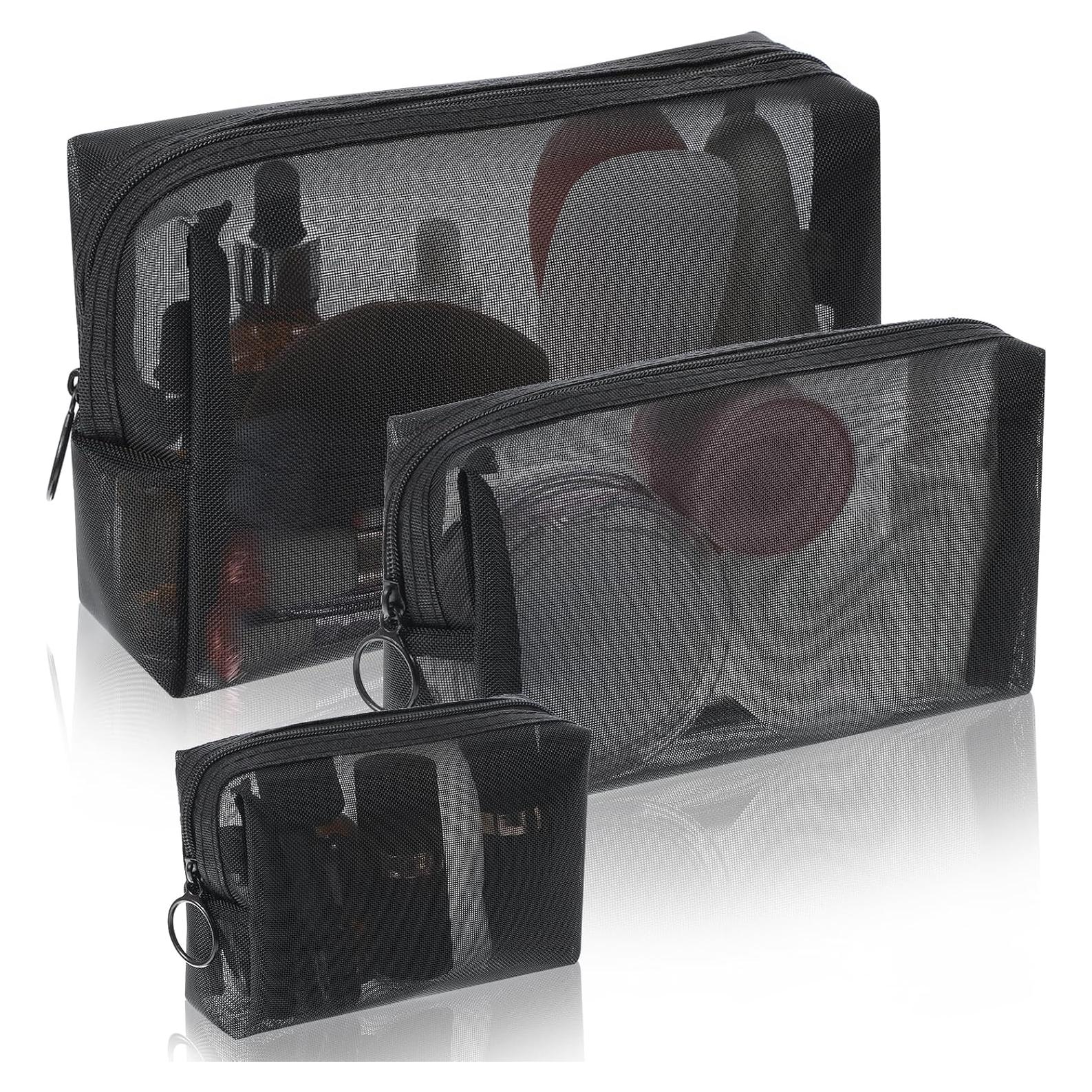 Set 3 Bolsas de Maquillaje de Malla Wanmu - Negro