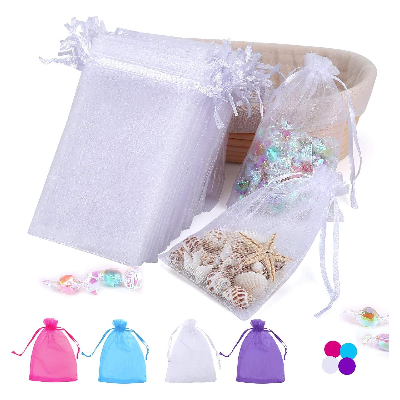 100 Bolsas de Organza 10x15 cm Blancas para Regalos