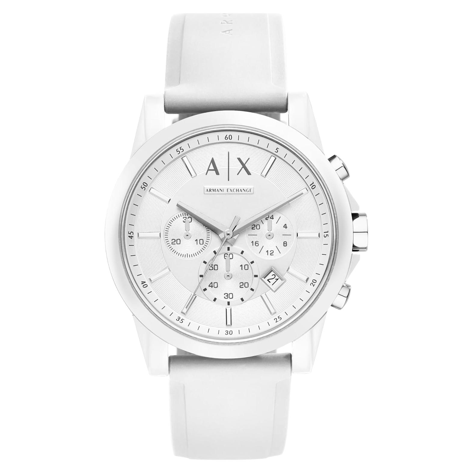 Reloj Cronógrafo Armani Exchange AX1325 44mm Silicona Blanca