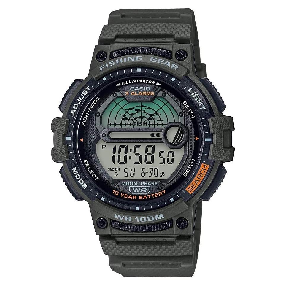 Reloj de Cuarzo Casio para Pescadores Verde 100m Resistente